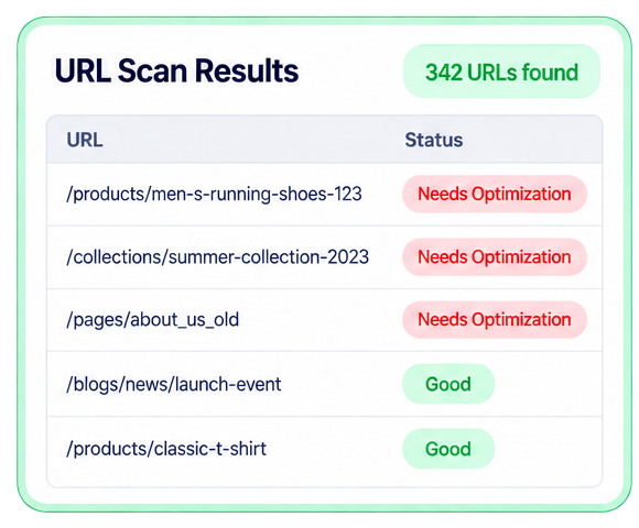 <p>Scan Your Store URLs</p>