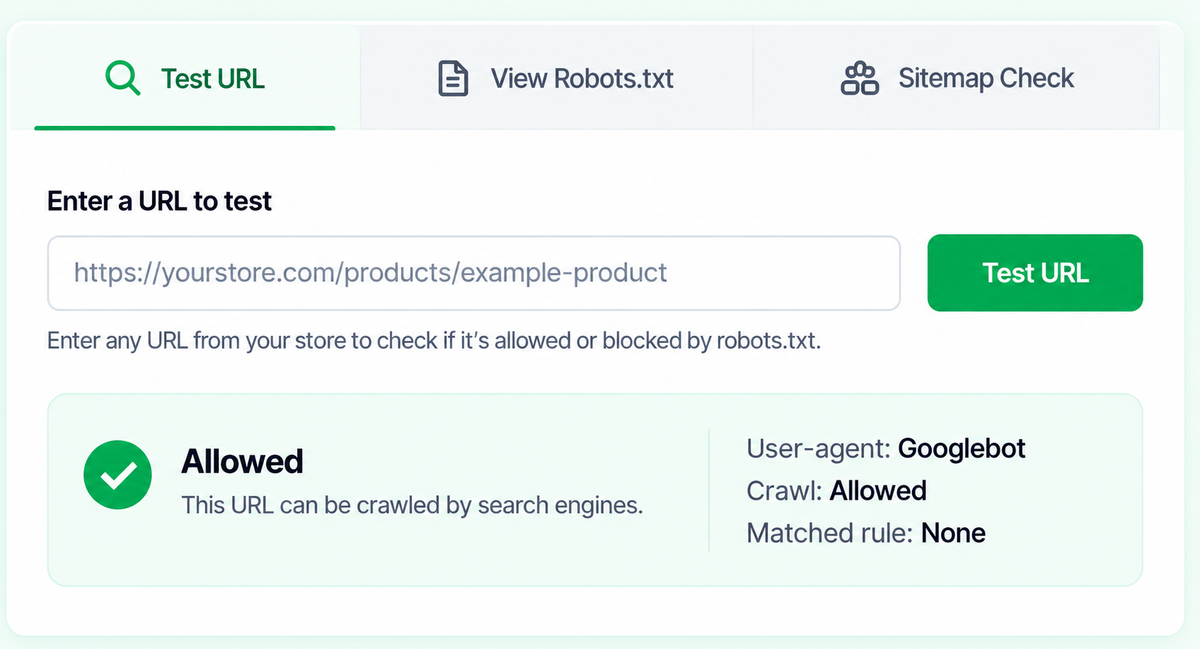 Robots.txt tester interface