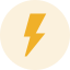 A circular beige icon featuring a bold yellow lightning bolt, commonly used as a placeholder or generic icon.