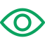 A green stylized eye icon on a light gray background.